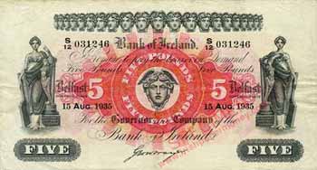 Bank of Ireland 5 Pounds 1935