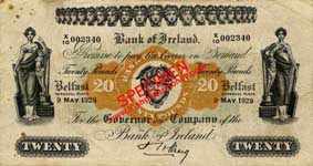 Bank of Ireland 20 Pounds 1929