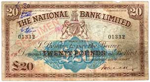 National Bank 20 Pounds 1929