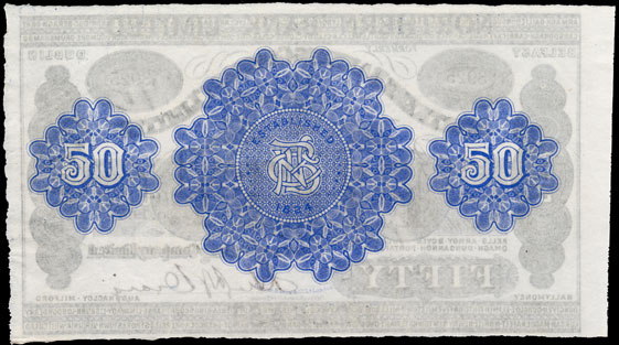 Northern Bank, 50 Pounds 1929 overprint on £50, 1918 reverse