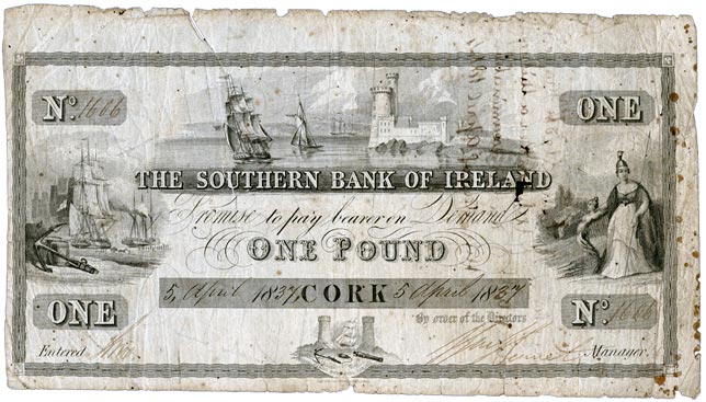 The Southern Bank of Ireland, One Pound, 5th April 1837
