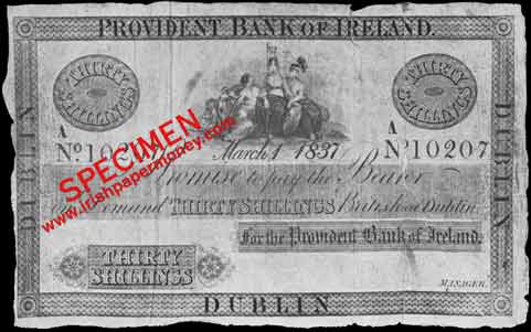 Provident Bank of Ireland, 30 Shillings, Dublin, 1 March 1837, Prefix A