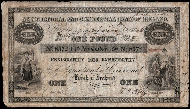 Agricultural and Commercial Bank of Ireland One Pound 1838