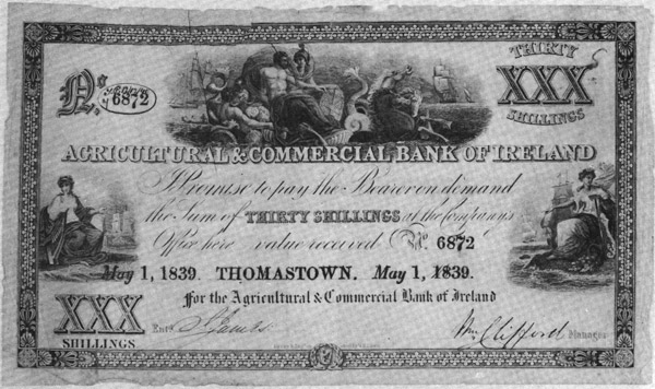 Agricultural and Commercial Bank of Ireland, 30 Shillings May 1 1839 Thomastown