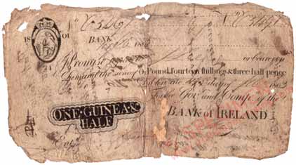 bank of ireland one guinea and a half 1803