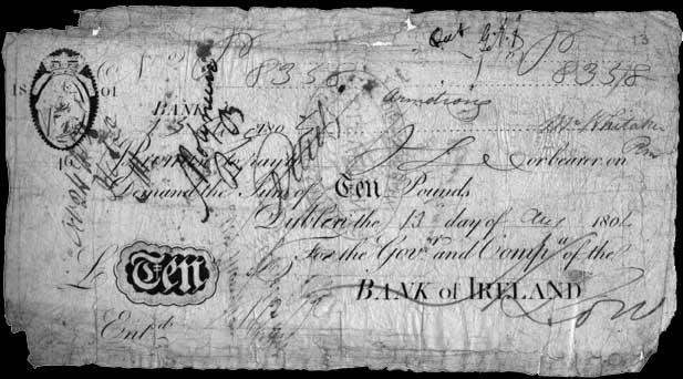 Bank of Ireland 10 Pounds 13 Aug 1804