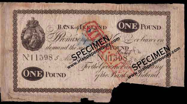 Bank of Ireland One Pound 5 May 1818