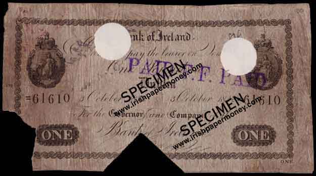 Bank of Ireland One Pound 3 Oct 1832
