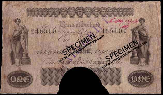 Bank of Ireland One Pound 13 July 1852