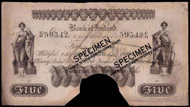 Bank of Ireland 5 Pounds 1856