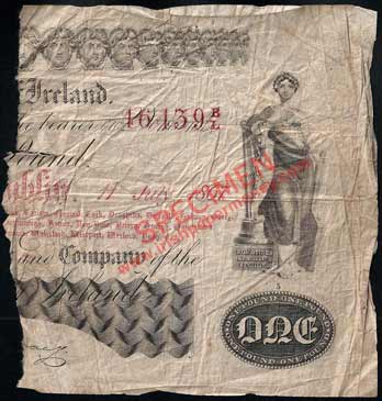 Bank of Ireland One Pound 1867. Craig signature