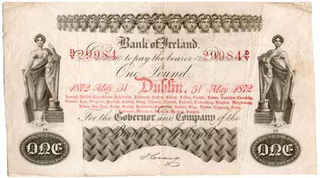 Bank of Ireland One Pound 1872