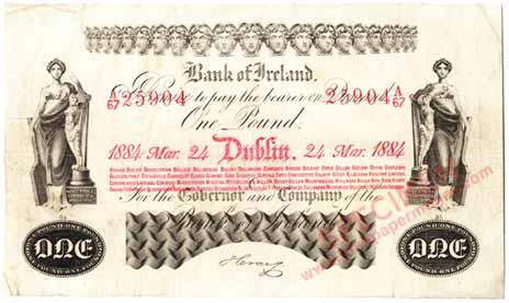 Bank of Ireland One Pound 1884