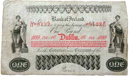 Bank of Ireland One Pound 1899 Evans