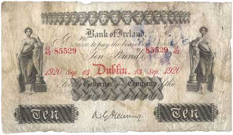 Bank of Ireland ten pounds 1920