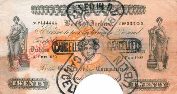 Bank of Ireland 20 Pounds 1922