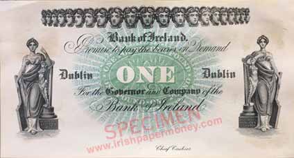 Bank of Ireland One Pound 1922 Specimen