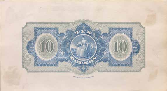 Bank of Ireland Specimen 10 Pounds 1922 reverse