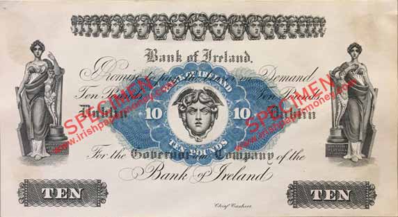 Bank of Ireland Specimen Ten Pounds 1922