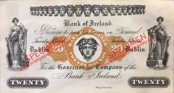 Bank of Ireland Specimen Twenty Pounds 1922