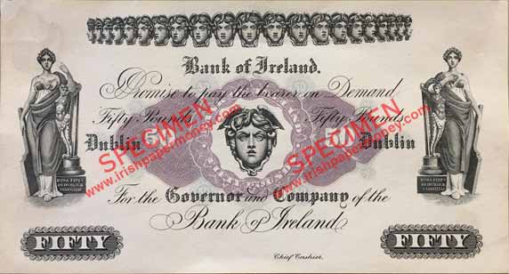 Bank of Ireland Specimen Fifty Pounds 1922