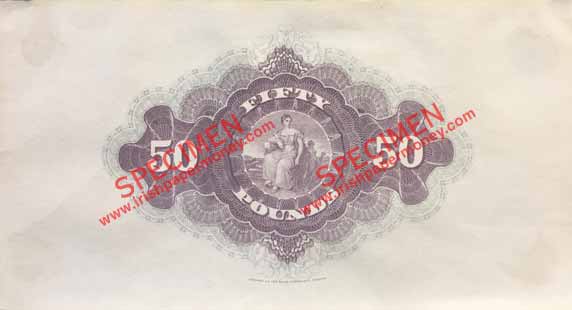 Bank of Ireland 50 Pounds Specimen 1922