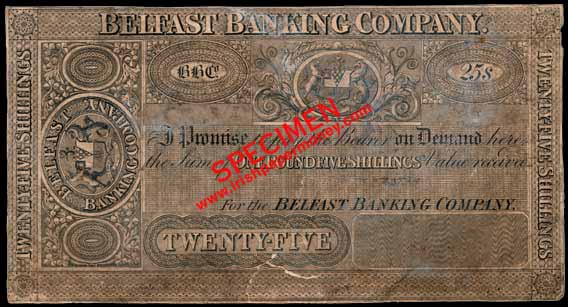 Belfast Banking Company. 25 Shillings