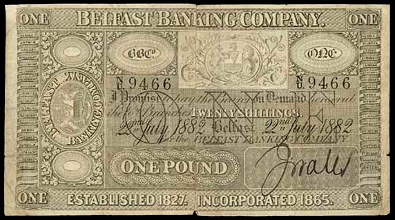 Belfast Banking Company. One Pound 1882