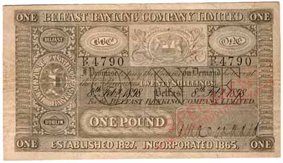 belfast banking company limited one pound 1898