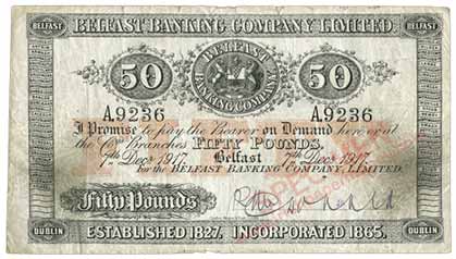 belfast bank 50 pounds 1917