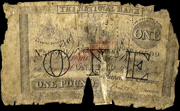 The National Bank of Ireland One Pound 2 Feb 1866