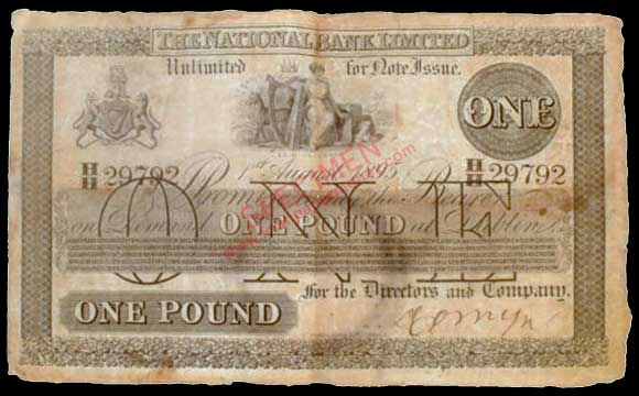 National Bank One Pound 1895