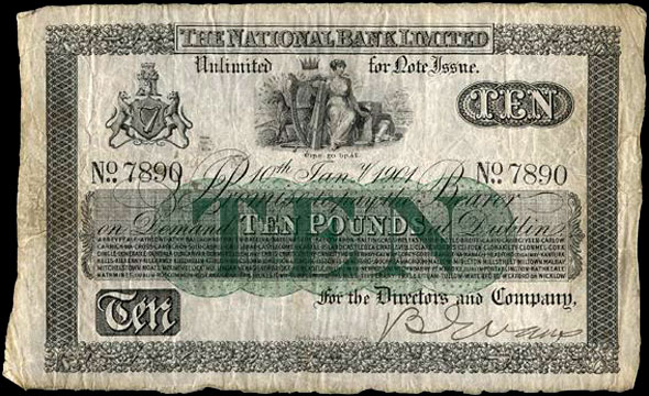 National Bank Ten Pounds 1901 No prefix