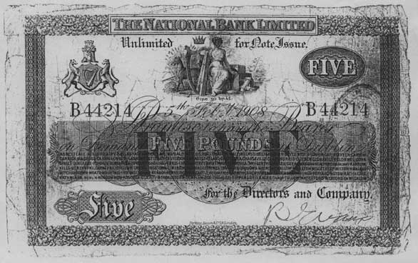 National Bank Limited Five Pounds 1908