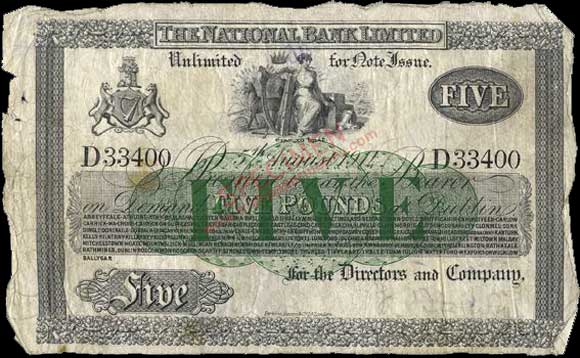 National Bank 5 Pounds 1914