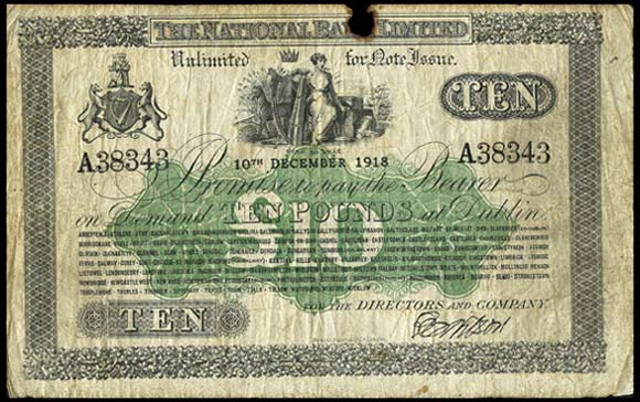 National Bank Limited 10 Pounds. 10 December 1918