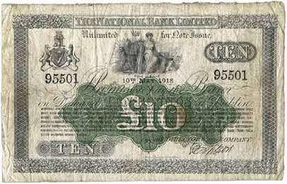 National Bank Ten Pounds 1918