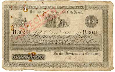 National Bank 3 Pounds 1891
