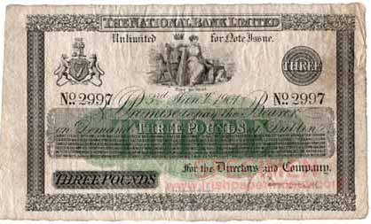 Ireland National Bank Three Pounds 1901