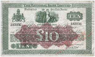 National Bank of Ireland 10 Pounds 1920