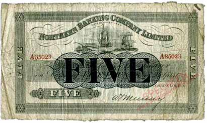 Northern Bank Five Pounds 1926