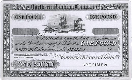 Northern Bank One Pound specimen 1875