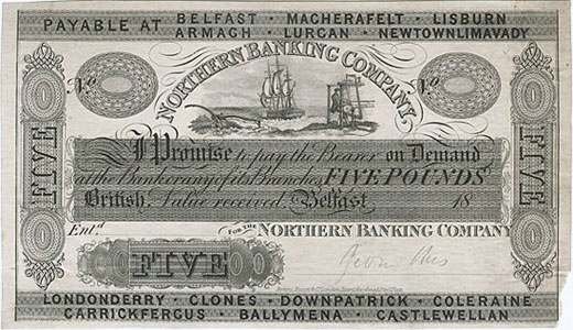 Northern Bank Five Pound proof ca1850