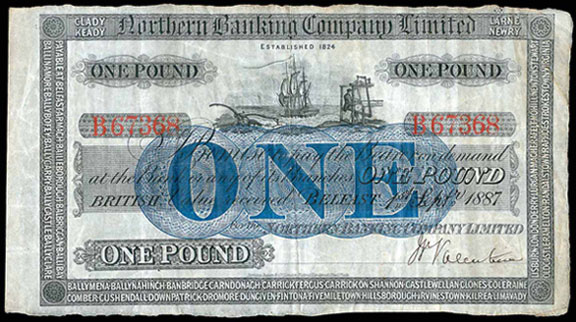 Northern Banking Company Limited One Pound 1887