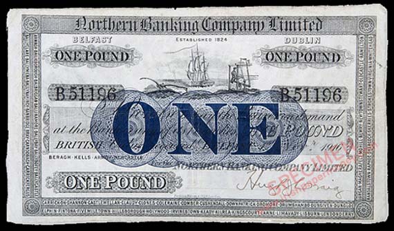Northern Bank One Pound 1 November 1916