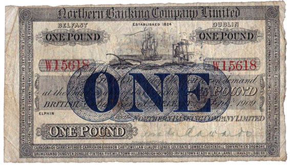 Northern Bank One Pound 1 Sept 1909