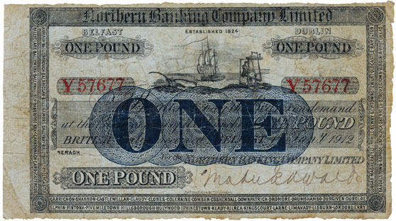 Northern Bank One Pound 1 Jan 1912