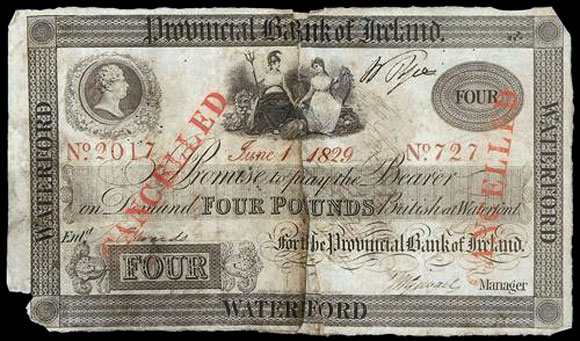 Provincial Bank of Ireland Four Pounds 1829