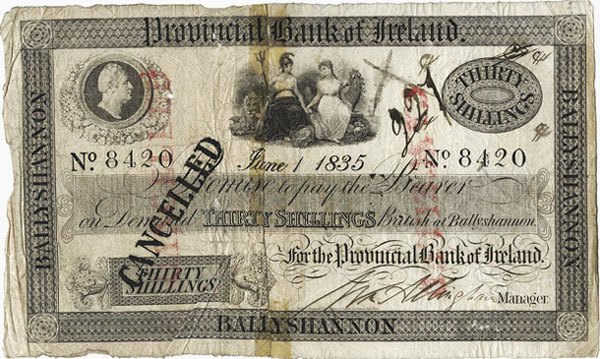 Provincial Bank of Ireland 30 Shillings June 1 1835