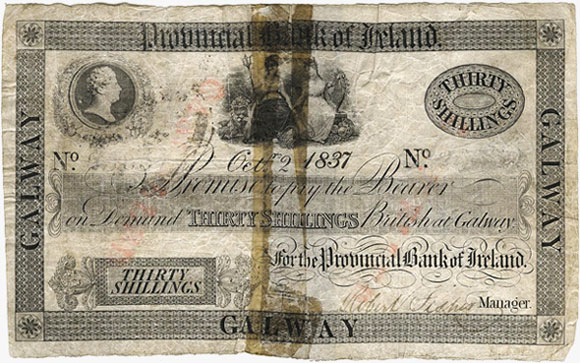 Provincial Bank of Ireland 30 Shillings 1837 William 4th
